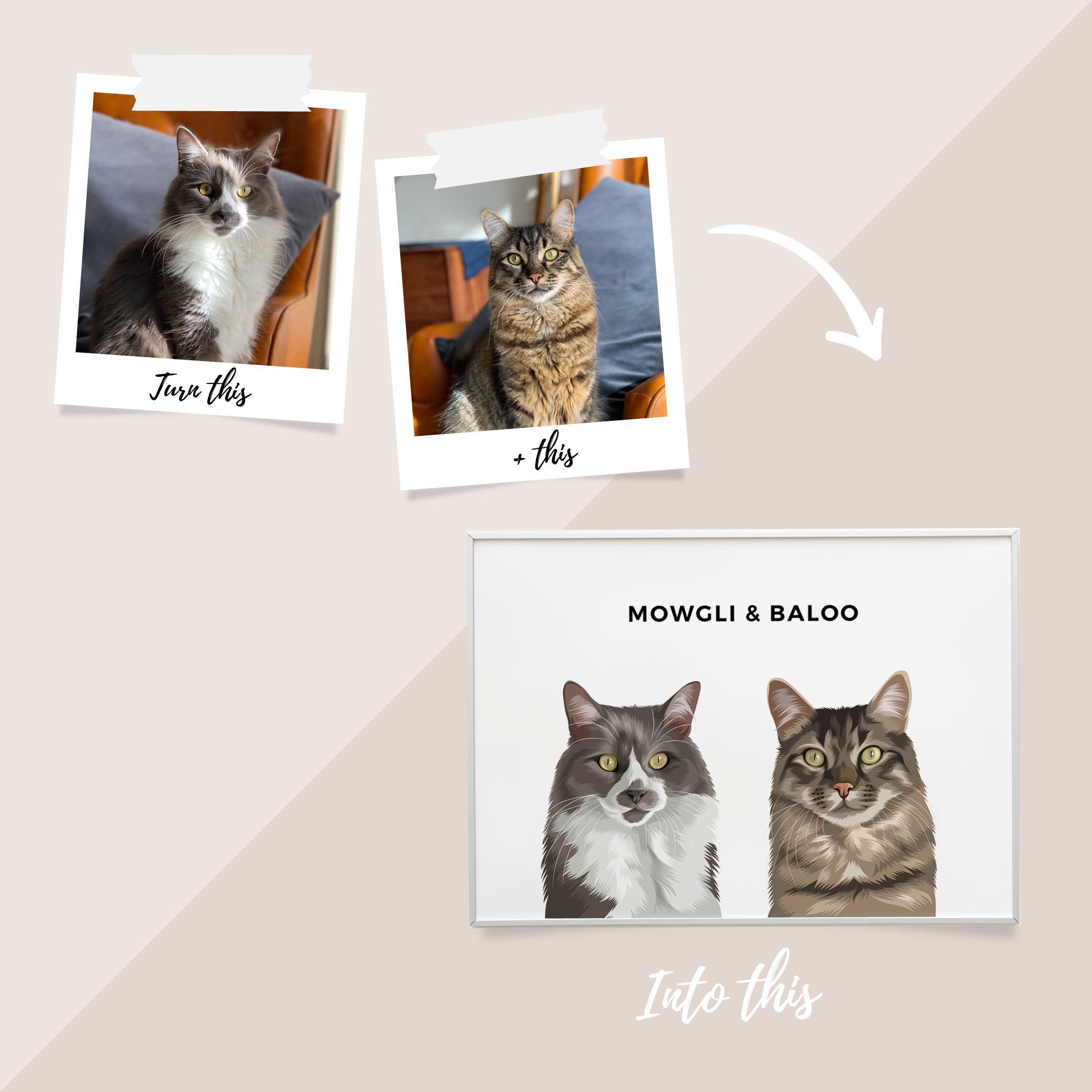 Pet Portrait - Framed Print (2 Pets)