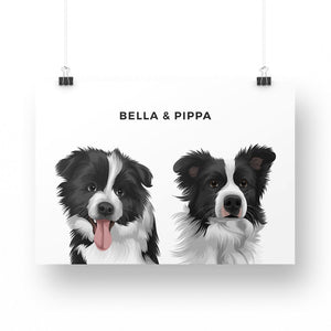 Pet Portrait - Printed Poster (2 Pets)