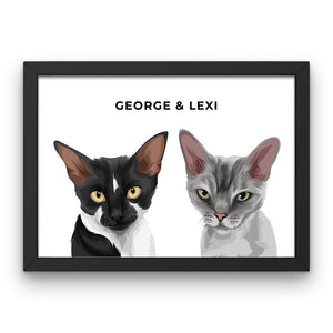 Pet Portrait - Framed Print (2 Pets)